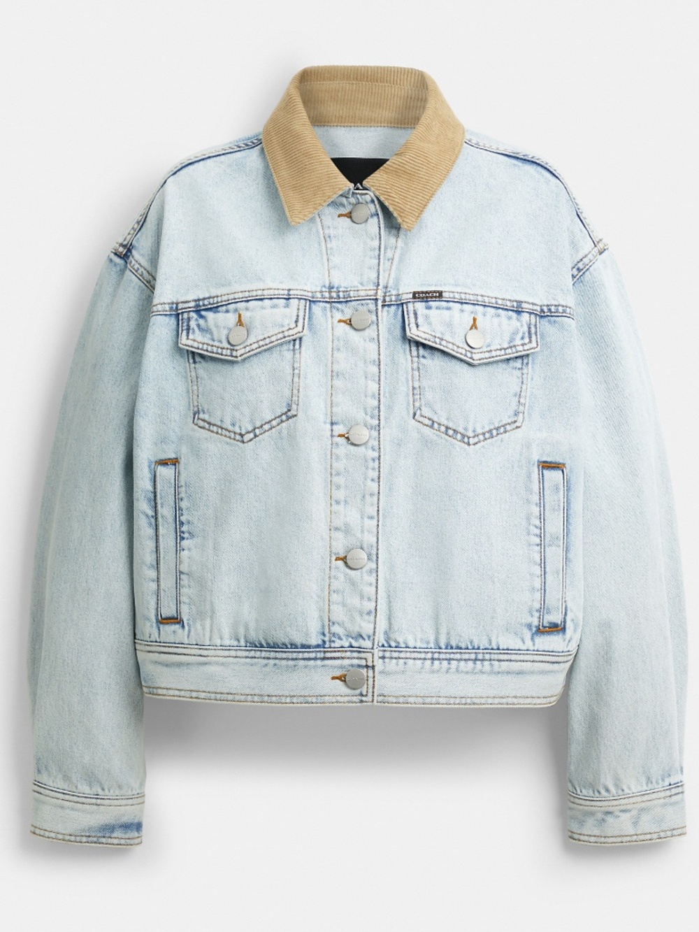 Coach Denim Jacket With Corduroy Collar In Organic Cotton - CDT44
